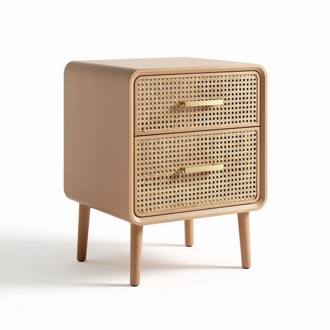 Comodino in legno con due cassetti per camera da letto – 40 x 40 x 50 cm
