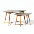Set di tavolini ovali in MDF e legno per soggiorno – 120 x 60 x 45 cm
