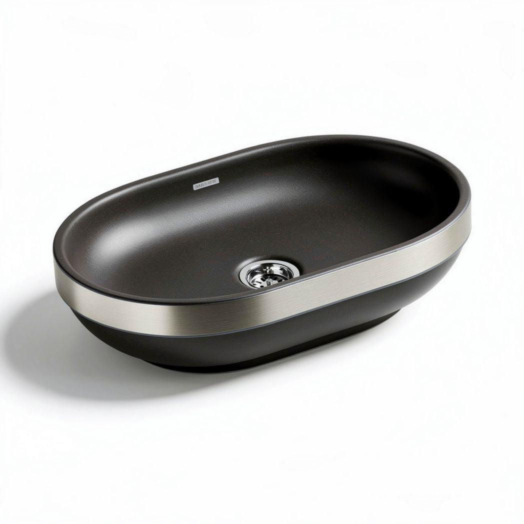 Lavabo ovale in ceramica per bagno – 50 x 30 x 15 cm