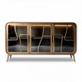 Mobile TV in legno con dettagli in vetro per soggiorno – 150 x 45 x 85 cm