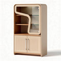 Mobile contenitore per soggiorno con ripiani in vetro e porte in laminato – 80 x 40 x 160 cm