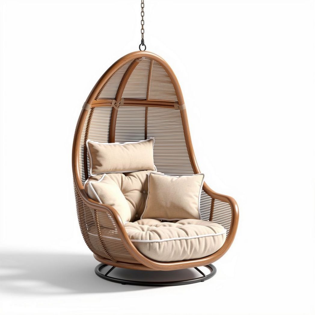 Sedia sospesa in rattan per spazi esterni – 70 x 90 x 120 cm