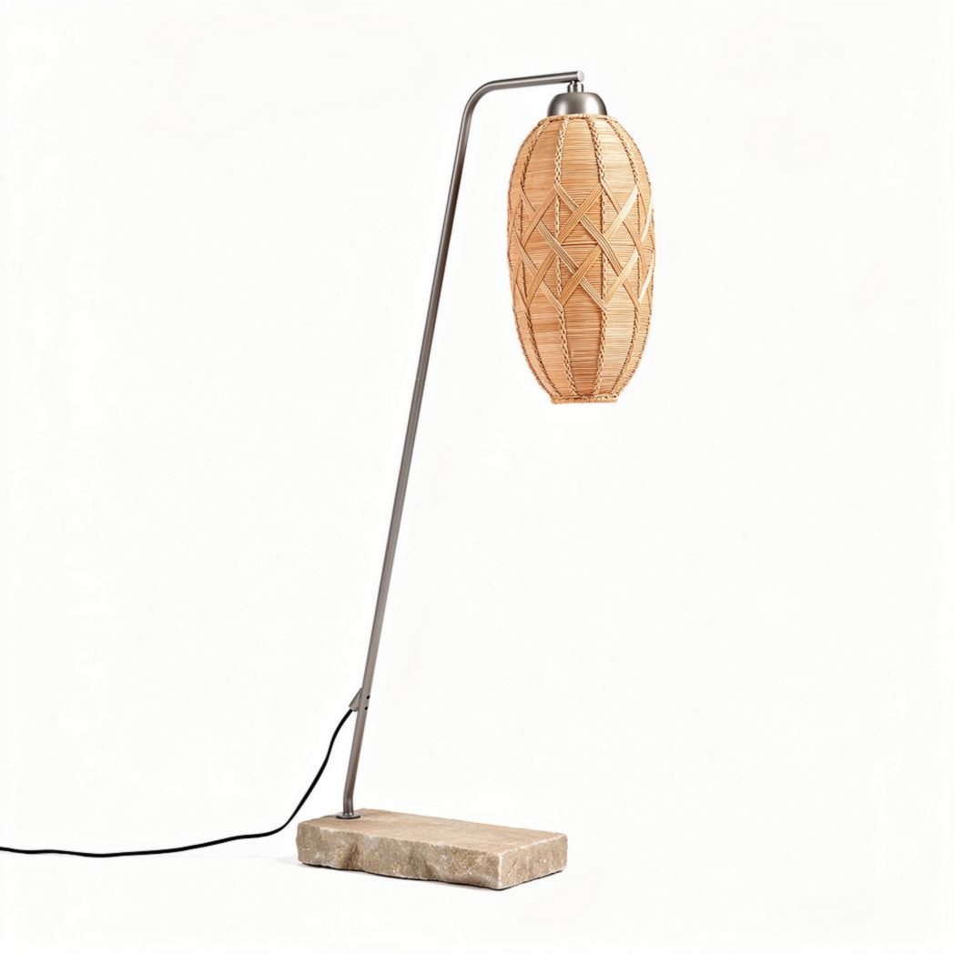 Lampada da terra in rattan e metallo per illuminazione interna – 20 x 20 x 120 cm
