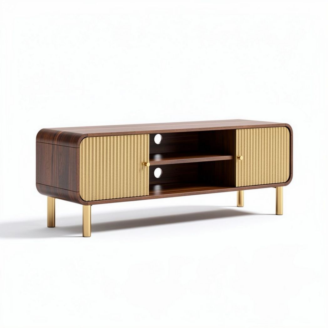 Mobile TV in legno con ante in metallo per soggiorno – 150 x 40 x 50 cm